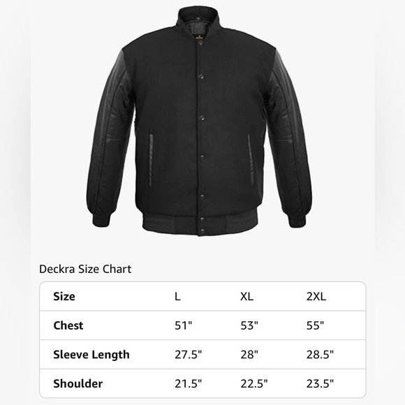 Men's Varsity Jacket Genuine Leather Sleeve and Wool Blend Letterman jacket - Picture 5 of 5